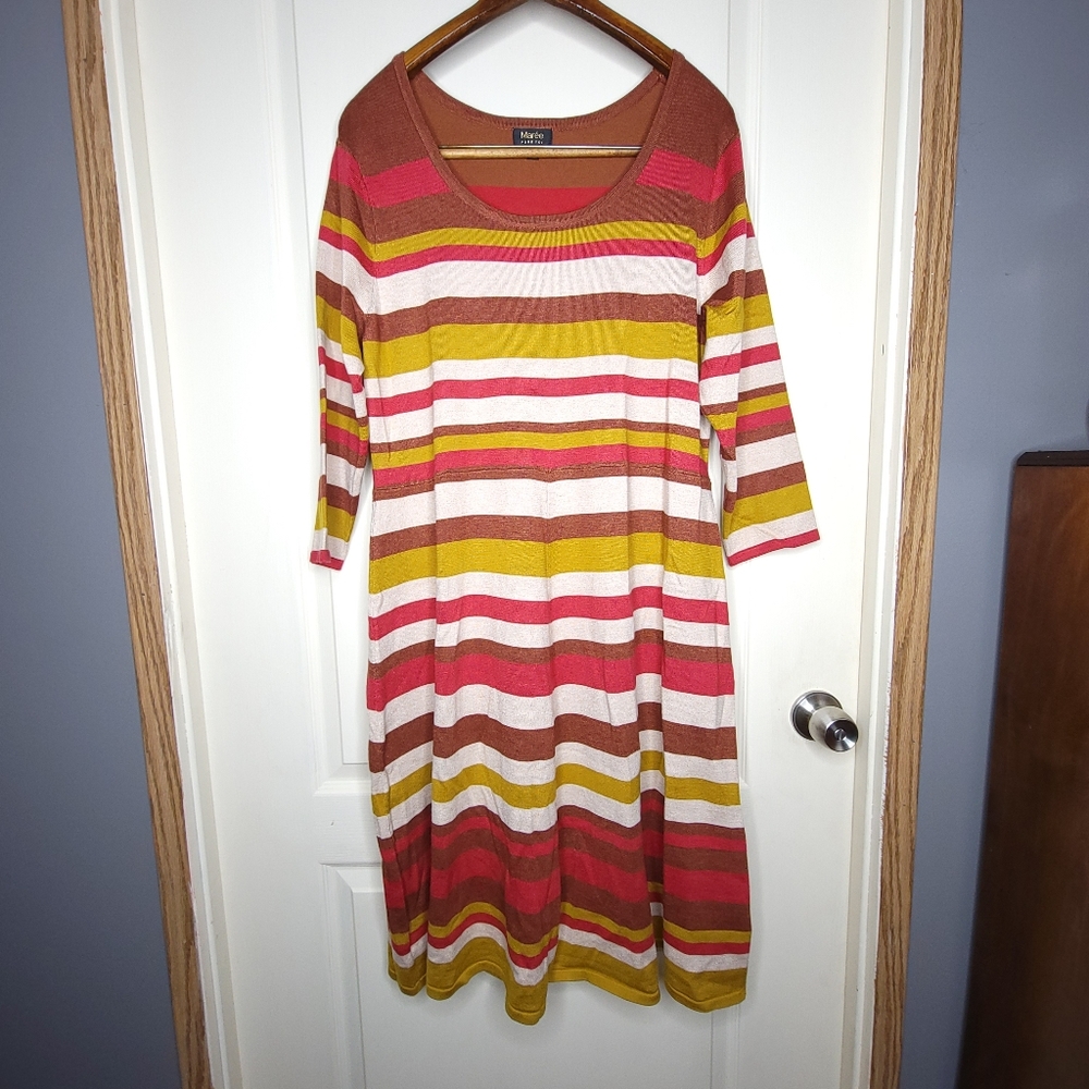 Nordstrom Dress Girl's Junior Small 12/14 Fit/Flare Striped Sweater Dress